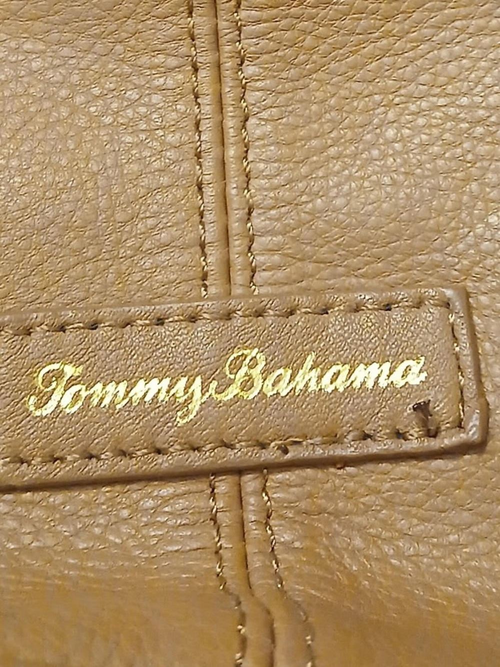 Tommy Bahama Caramel Leather Tote with Gold Accents - Picture 7 of 11